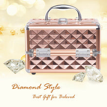 Load image into Gallery viewer, Gymax Makeup Organizer Cosmetic Case with Extendable Trays And Mirror Rose Gold