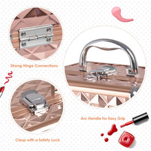 Load image into Gallery viewer, Gymax Makeup Organizer Cosmetic Case with Extendable Trays And Mirror Rose Gold