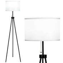 Load image into Gallery viewer, Gymax Modern Metal Tripod Floor Lamp White Fabric Shade w/ Chain Switch Home & Office