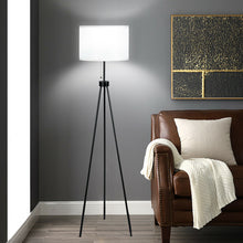 Load image into Gallery viewer, Gymax Modern Metal Tripod Floor Lamp White Fabric Shade w/ Chain Switch Home & Office