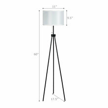 Load image into Gallery viewer, Gymax Modern Metal Tripod Floor Lamp White Fabric Shade w/ Chain Switch Home & Office