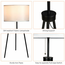Load image into Gallery viewer, Gymax Modern Metal Tripod Floor Lamp White Fabric Shade w/ Chain Switch Home & Office