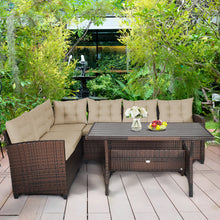 Load image into Gallery viewer, Gymax 3PCS Rattan Dining Sofa Set w/6 Cushioned Seats Patio Furniture