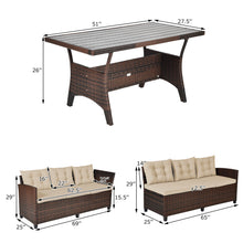 Load image into Gallery viewer, Gymax 3PCS Rattan Dining Sofa Set w/6 Cushioned Seats Patio Furniture