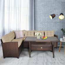 Load image into Gallery viewer, Gymax 3PCS Rattan Dining Sofa Set w/6 Cushioned Seats Patio Furniture
