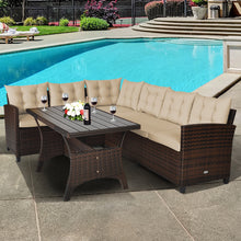 Load image into Gallery viewer, Gymax 3PCS Rattan Dining Sofa Set w/6 Cushioned Seats Patio Furniture