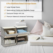 Load image into Gallery viewer, Gymax Set of 4 Large Stackable Bins Cubes W/Lids Storage Organizers