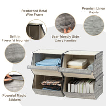 Load image into Gallery viewer, Gymax Set of 4 Large Stackable Bins Cubes W/Lids Storage Organizers