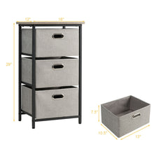Load image into Gallery viewer, Gymax 3-Drawer Fabric Dresser Storage Tower Vertical Foldable Pull Bins Bedroom Black