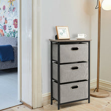 Load image into Gallery viewer, Gymax 3-Drawer Fabric Dresser Storage Tower Vertical Foldable Pull Bins Bedroom Black