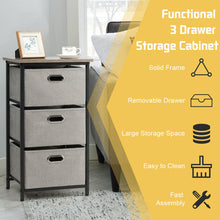 Load image into Gallery viewer, Gymax 3-Drawer Fabric Dresser Storage Tower Vertical Foldable Pull Bins Bedroom Black