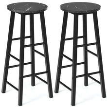 Load image into Gallery viewer, Gymax Set of 2 Pub Dining Height Bar Stool Bistro Table Chairs Faux Marble Top Black