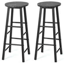 Load image into Gallery viewer, Gymax Set of 2 Pub Dining Height Bar Stool Bistro Table Chairs Faux Marble Top Black