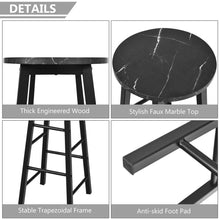 Load image into Gallery viewer, Gymax Set of 2 Pub Dining Height Bar Stool Bistro Table Chairs Faux Marble Top Black