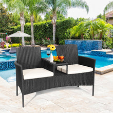 Load image into Gallery viewer, Gymax Cushioned Rattan Wicker Patio Conversation Set w/ Table Steel Frame