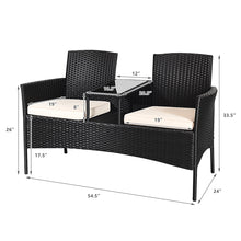 Load image into Gallery viewer, Gymax Cushioned Patio Rattan Seat Loveseat Sofa Table Chairs