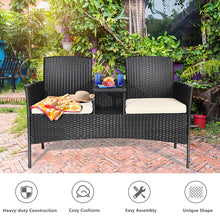 Load image into Gallery viewer, Gymax Cushioned Patio Rattan Seat Loveseat Sofa Table Chairs