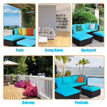 Load image into Gallery viewer, Gymax 5PCS Cushioned Rattan Patio Conversation Set Outdoor Furniture Set w/ Ottoman