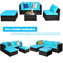Load image into Gallery viewer, Gymax 5PCS Cushioned Rattan Patio Conversation Set Outdoor Furniture Set w/ Ottoman