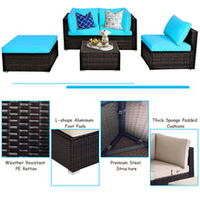 Load image into Gallery viewer, Gymax 5PCS Cushioned Rattan Patio Conversation Set Outdoor Furniture Set w/ Ottoman