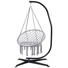 Load image into Gallery viewer, Gymax Hammock Chair Hanging Cotton Rope Macrame Swing Chair w/ Stand Gray