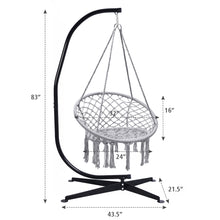 Load image into Gallery viewer, Gymax Hammock Chair Hanging Cotton Rope Macrame Swing Chair w/ Stand Gray
