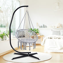 Load image into Gallery viewer, Gymax Hammock Chair Hanging Cotton Rope Macrame Swing Chair w/ Stand Gray