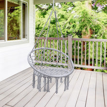 Load image into Gallery viewer, Gymax Hammock Chair Hanging Cotton Rope Macrame Swing Chair w/ Stand Gray