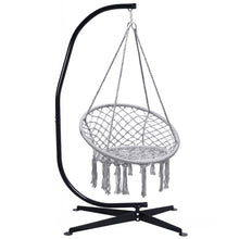 Load image into Gallery viewer, Gymax Hammock Chair Hanging Cotton Rope Macrame Swing Chair w/ Stand Gray