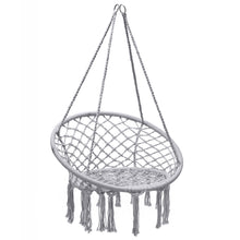 Load image into Gallery viewer, Gymax Hammock Chair Hanging Cotton Rope Macrame Swing Chair w/ Stand Gray