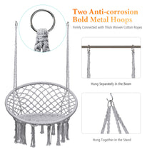 Load image into Gallery viewer, Gymax Hammock Chair Hanging Cotton Rope Macrame Swing Chair w/ Stand Gray