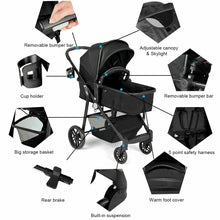 Load image into Gallery viewer, Gymax 2 In1 Foldable Baby Stroller Kids Travel Newborn Infant Buggy Pushchair Black