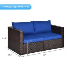 Load image into Gallery viewer, Gymax 4PCS Rattan Corner Sofa Set Patio Outdoor Furniture Set w/ Navy Cushions