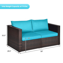 Load image into Gallery viewer, Gymax 4PCS Rattan Corner Sofa Set Patio Outdoor Furniture Set w/ Blue Cushions