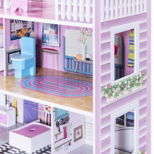 Load image into Gallery viewer, Gymax 28'' Pink Dollhouse w/ Furniture Gliding Elevator Rooms 3 Levels Young Girls Toy