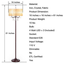Load image into Gallery viewer, Gymax Elegant Design Sheer Shade Floor Lamp Light w/ Hanging Crystals LED Bulbs
