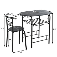 Load image into Gallery viewer, Gymax 3 Piece Dining Set Home Kitchen Furniture Table and 2 Chairs Black