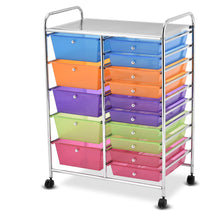 Load image into Gallery viewer, Gymax Rolling Storage Cart 15 Drawers Organize Shelf Office School