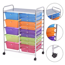 Load image into Gallery viewer, Gymax Rolling Storage Cart 15 Drawers Organize Shelf Office School