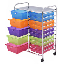 Load image into Gallery viewer, Gymax Rolling Storage Cart 15 Drawers Organize Shelf Office School