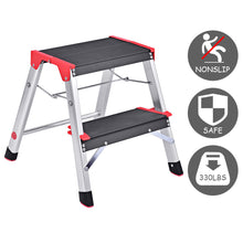 Load image into Gallery viewer, Gymax Folding Aluminum Lightweight Ladder 2 Step Non-Slip Platform Stool