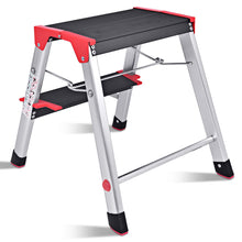 Load image into Gallery viewer, Gymax Folding Aluminum Lightweight Ladder 2 Step Non-Slip Platform Stool