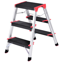 Load image into Gallery viewer, Gymax Folding Aluminum Lightweight Ladder 3 Step Non-Slip Platform Stool