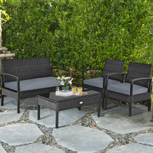 Load image into Gallery viewer, Gymax Patio Garden 4PC Rattan Wicker Furniture Set Black