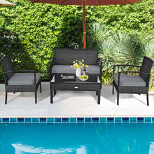 Load image into Gallery viewer, Gymax Patio Garden 4PC Rattan Wicker Furniture Set Black