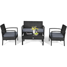Load image into Gallery viewer, Gymax Patio Garden 4PC Rattan Wicker Furniture Set Black