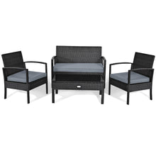 Load image into Gallery viewer, Gymax Patio Garden 4PC Rattan Wicker Furniture Set Black