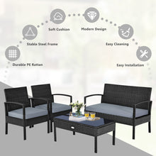 Load image into Gallery viewer, Gymax Patio Garden 4PC Rattan Wicker Furniture Set Black