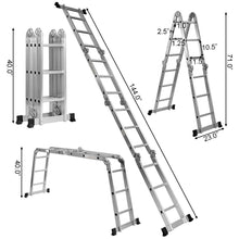 Load image into Gallery viewer, Gymax 12.5Ft Multi Purpose Folding EN131 Aluminum Scaffold Ladder Step