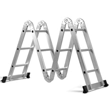Load image into Gallery viewer, Gymax 12.5Ft Multi Purpose Folding EN131 Aluminum Scaffold Ladder Step